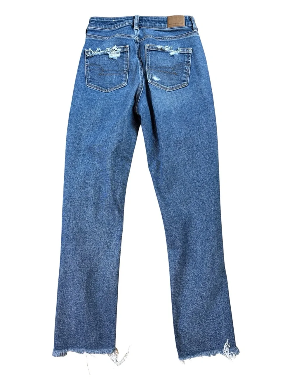 American Eagle Distressed Fringe Ankle Mom Jeans. Size 4